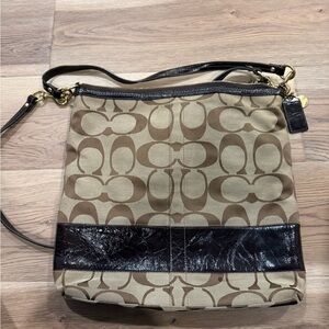 Coach Khaki and Chocolate Signature Crossbody Bag